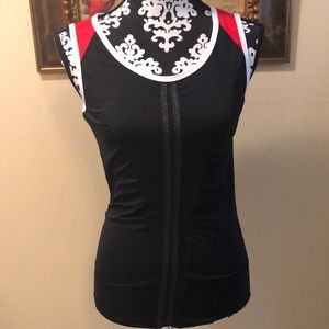 🌹Chrissie for Tail Athletic stretch ruched sparkle vertical striped detail tank